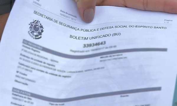 Boletim de Ocorrência registrado no Estado de Espírito Santos (Fonte - Google)