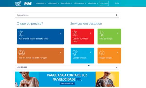 Site da CPFL (Fonte - Google)